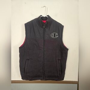 Champion Reversible Vest Mens Large Black And Red Zip Up With Pockets